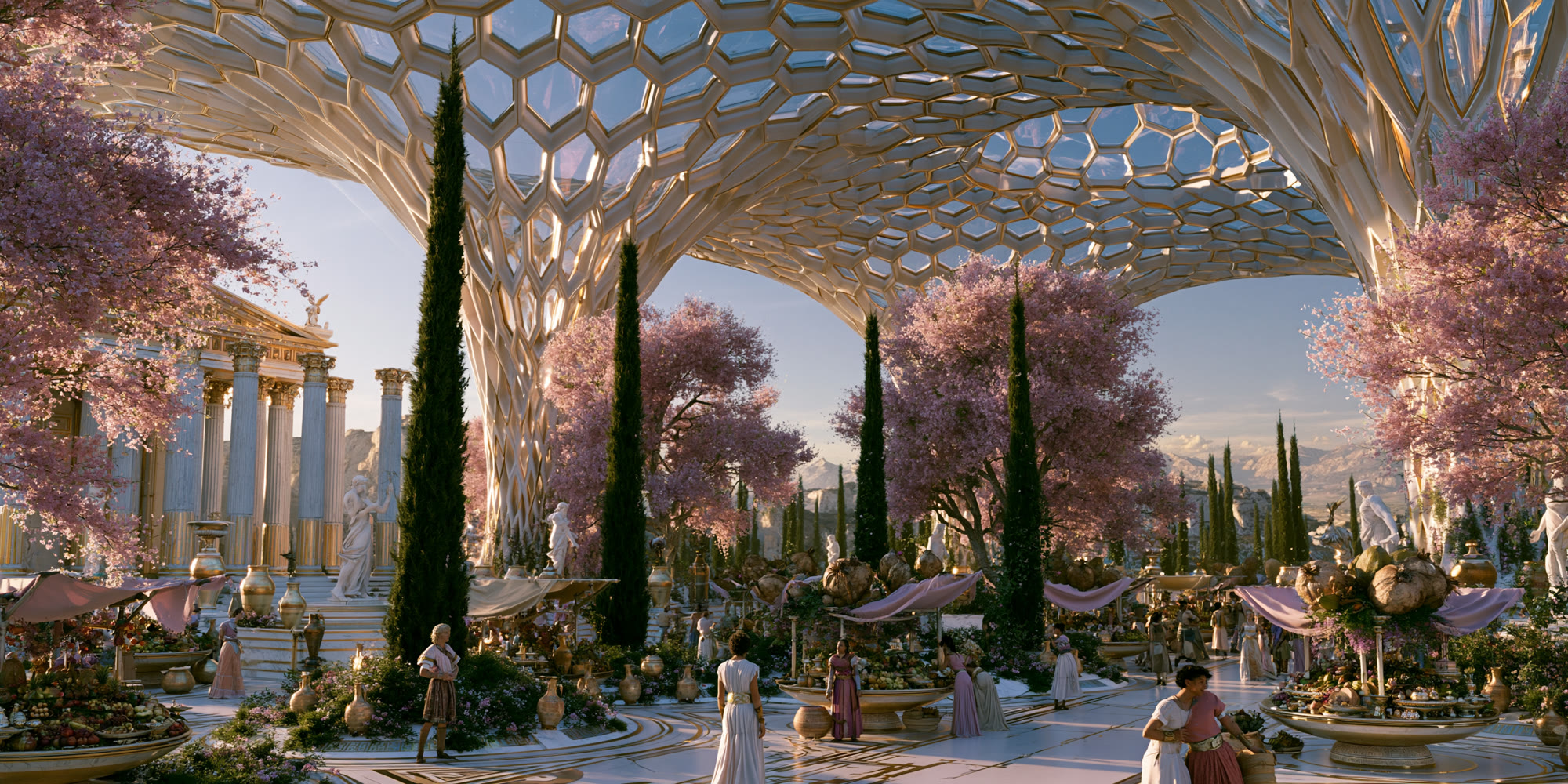 A honeycomb dome of gold shelters the market quarter